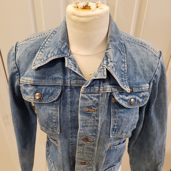 VINTAGE WRANGLER 70s Blue Jean Jacket Denim - Picture 4 of 10